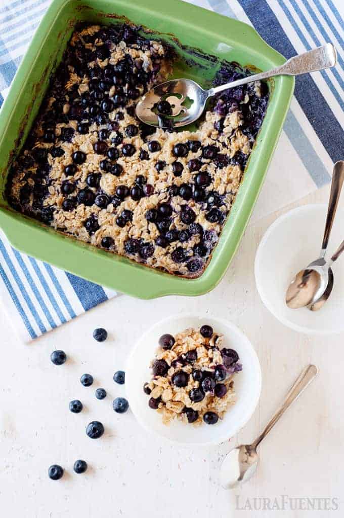 Bowl of Baked Berry Oatmeal for a Clean Eating Breakfast