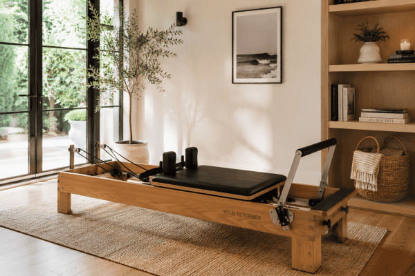 home Pilates reformer in a Central Florida living room